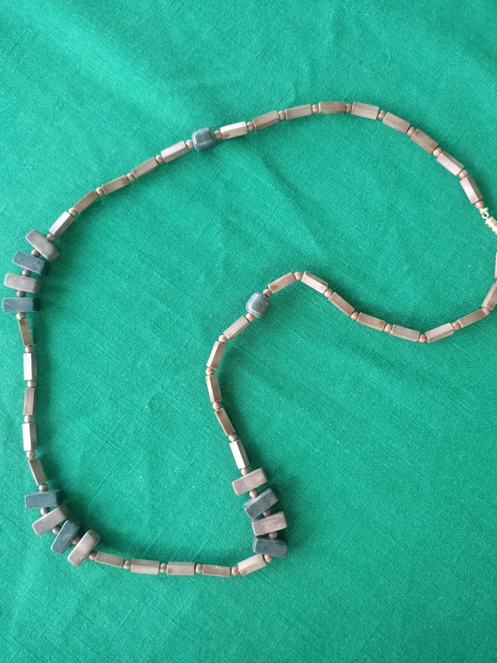 Boho/Native Inspired Bar Bead and Round Spacers 28"Necklace Vintage Barrel Clasp